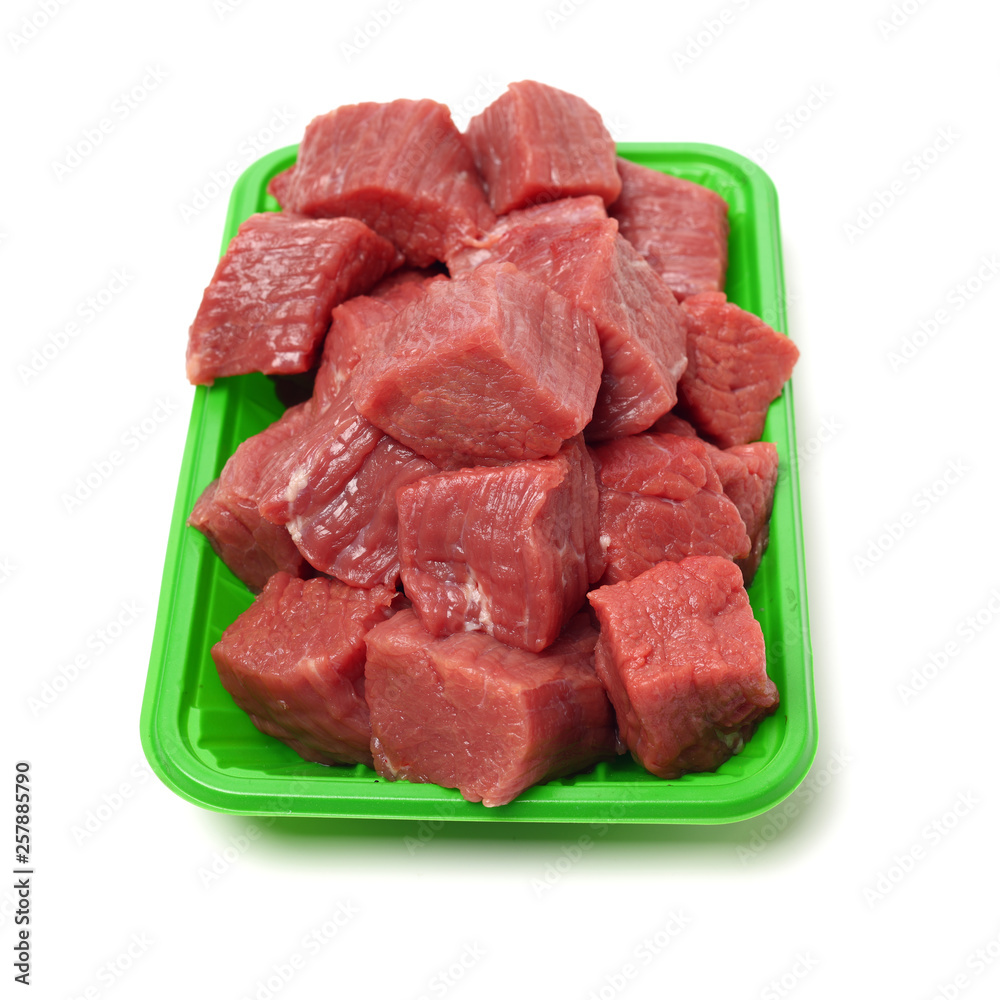 huge red meat chunk isolated over white background 