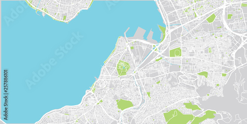 Urban vector city map of Izmir, Turkey