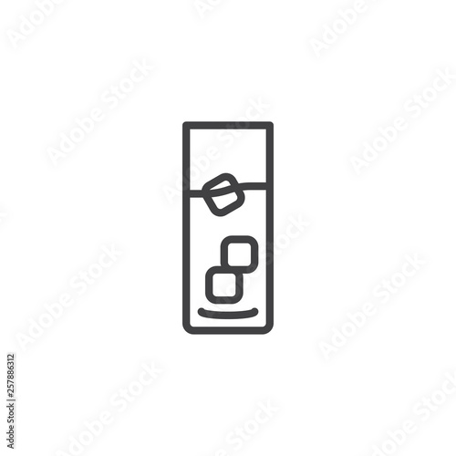 Glass of water with ice cubes line icon. linear style sign for mobile concept and web design. Fresh lemonade drink outline vector icon. Symbol, logo illustration. Pixel perfect vector graphics