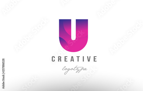 u pink gradient alphabet letter logo icon design