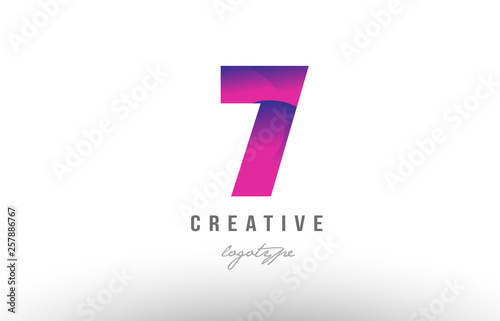 7 seven pink gradient number digit logo icon design