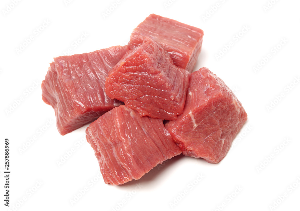 huge red meat chunk isolated over white background huge red meat chunk isolated over white background