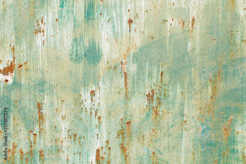 Old green rusty wall, grungy background or texture