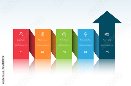 Vector infographic arrow template with 5 steps. Can be used for web design, timeline, diagram, chart, graph, business presentation.