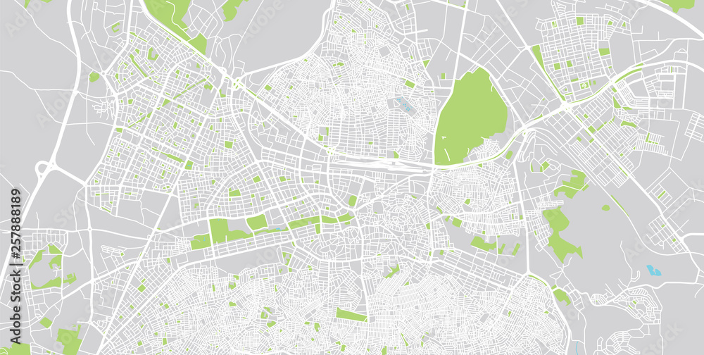 Urban vector city map of Gaziantep, Turkey