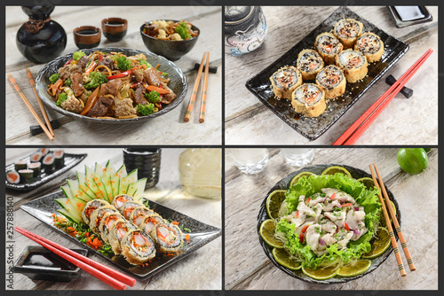 Japanese food four pic collage