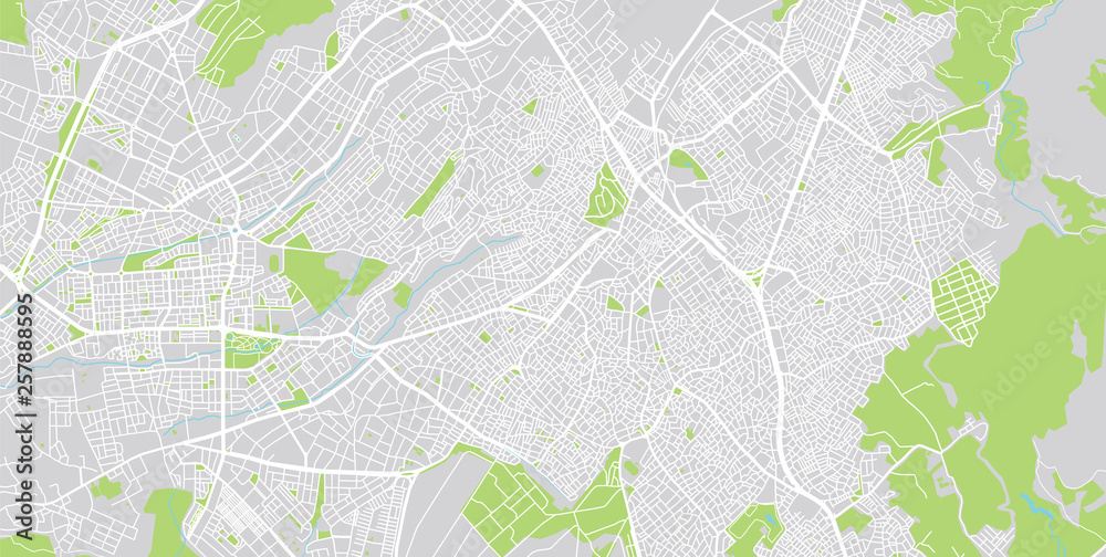 Urban vector city map of Denizli, Turkey