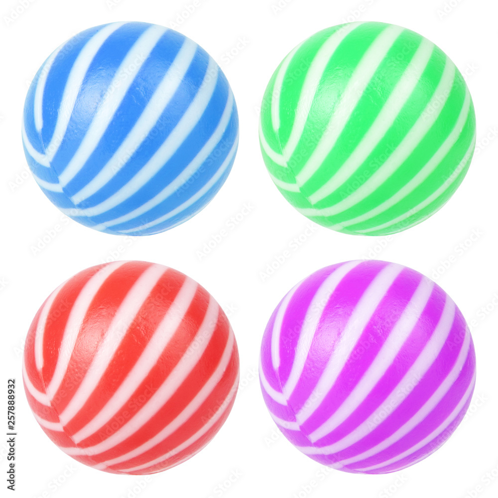 Colorful ball striped four colors isolated on white background