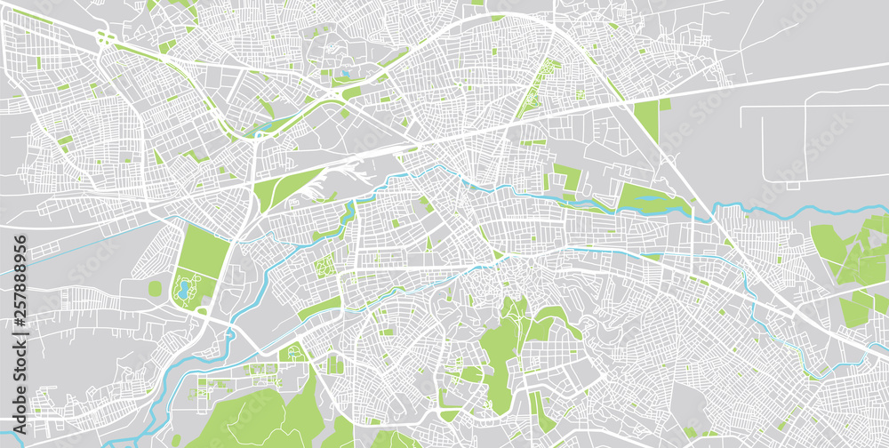 Urban vector city map of Eskisehir, Turkey