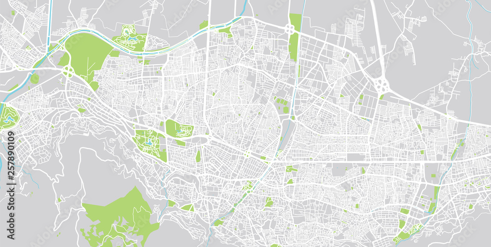Urban vector city map of Bursa, Turkey