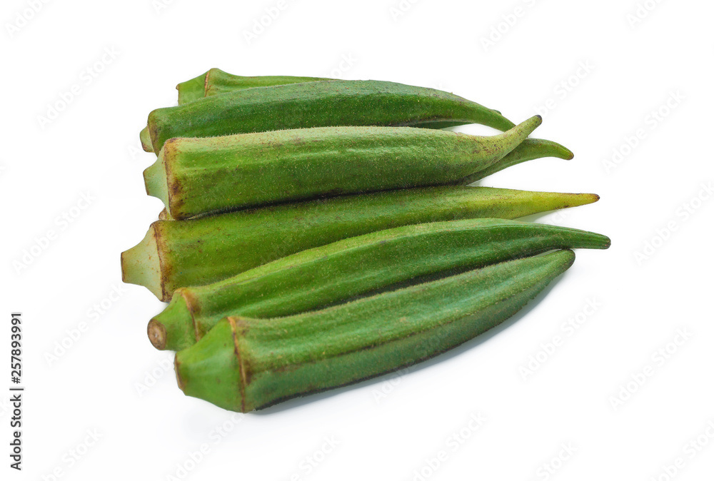 fresh okra or green roselle on white background fresh okra or green roselle on white background