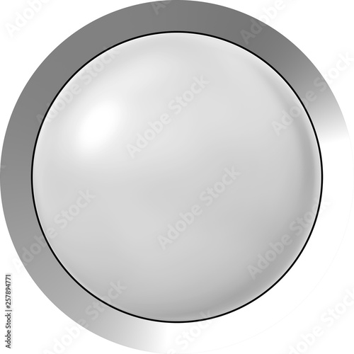 Web button 3d - white glossy realistic with metal frame