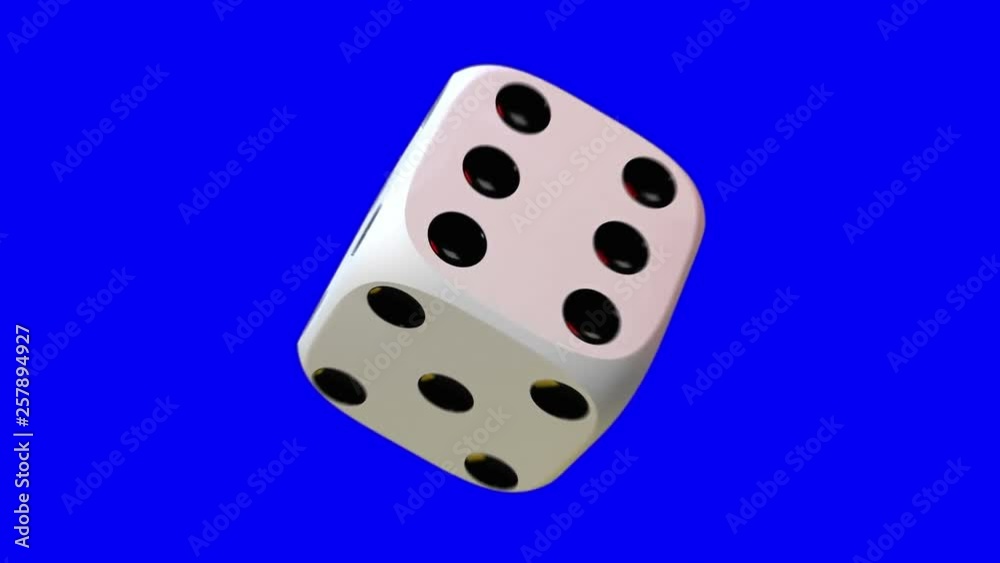 Zoom on white playing dice, rotating on blu background. Zoom on white playing dice, rotating on blu background.