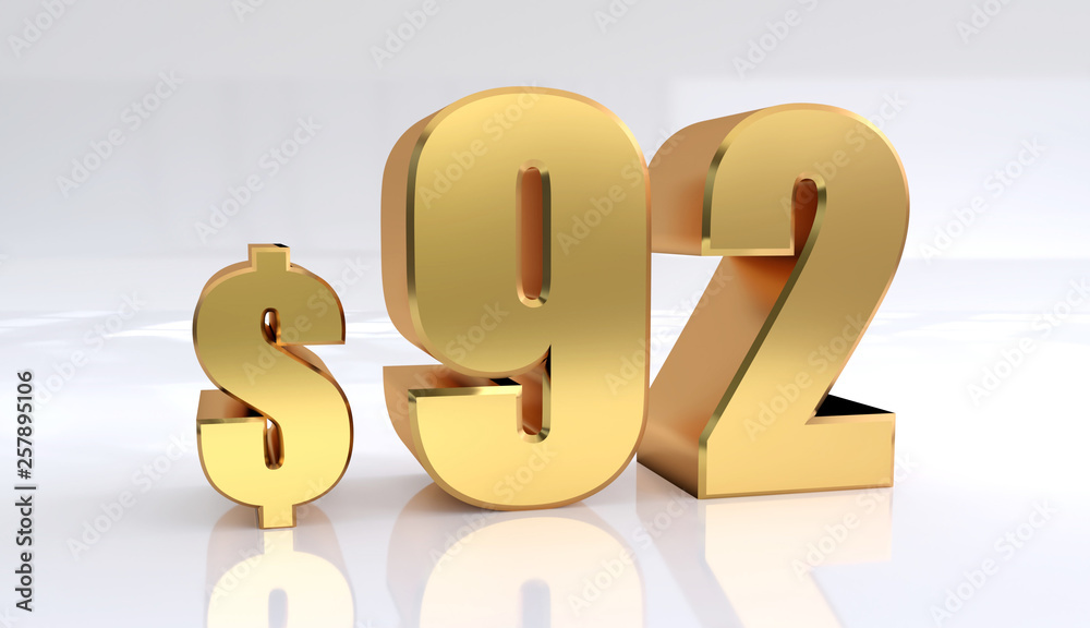 92 dollar price symbol. red text number 3d render with dollar sign on white background - Illustration 92 dollar price symbol. red text number 3d render with dollar sign on white background - Illustration