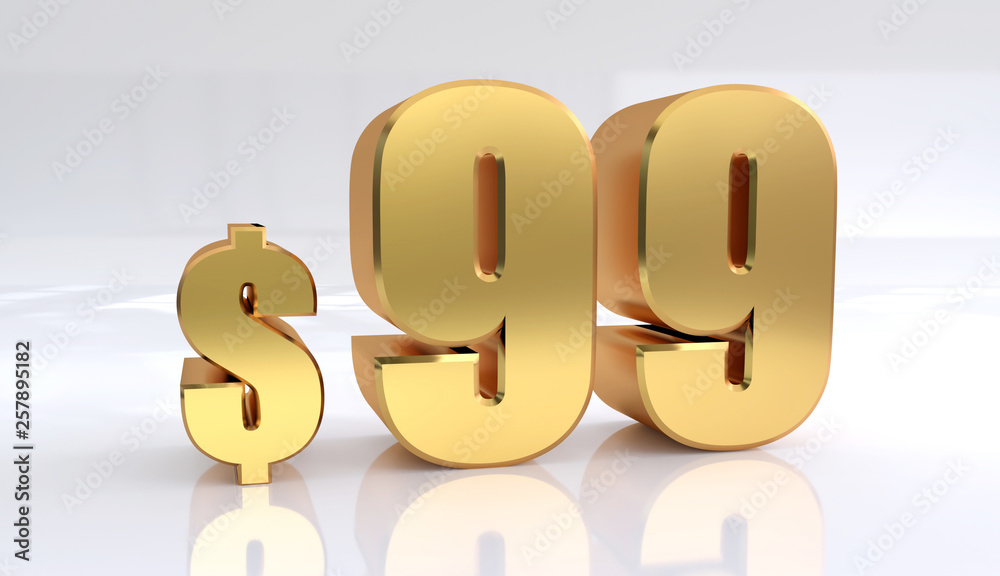 99 dollar price symbol. red text number 3d render with dollar sign on white background - Illustration 99 dollar price symbol. red text number 3d render with dollar sign on white background - Illustration