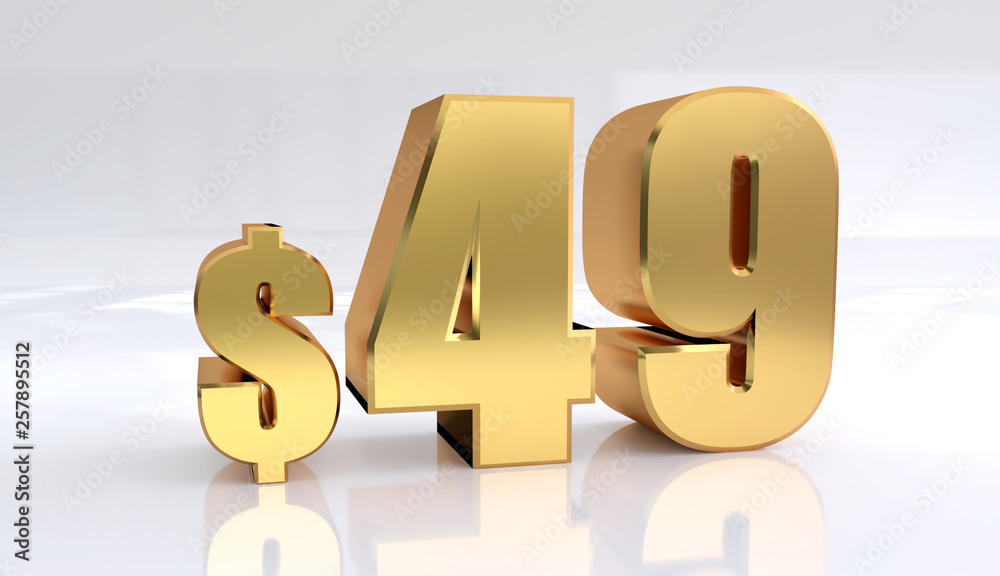 49 dollar price symbol. red text number 3d render with dollar sign on white background - Illustration 49 dollar price symbol. red text number 3d render with dollar sign on white background - Illustration