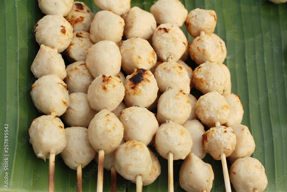 grilled meatballs is delicious at street food grilled meatballs is delicious at street food