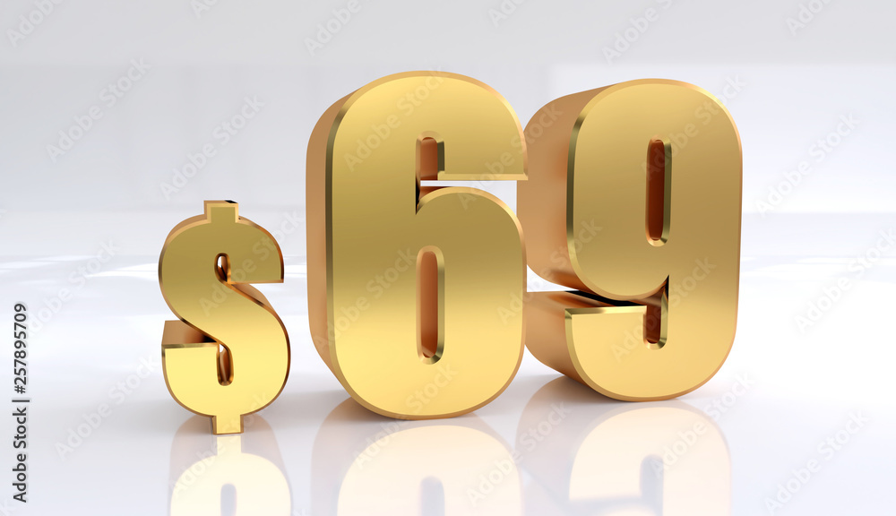 69 dollar price symbol. red text number 3d render with dollar sign on white background - Illustration 69 dollar price symbol. red text number 3d render with dollar sign on white background - Illustration