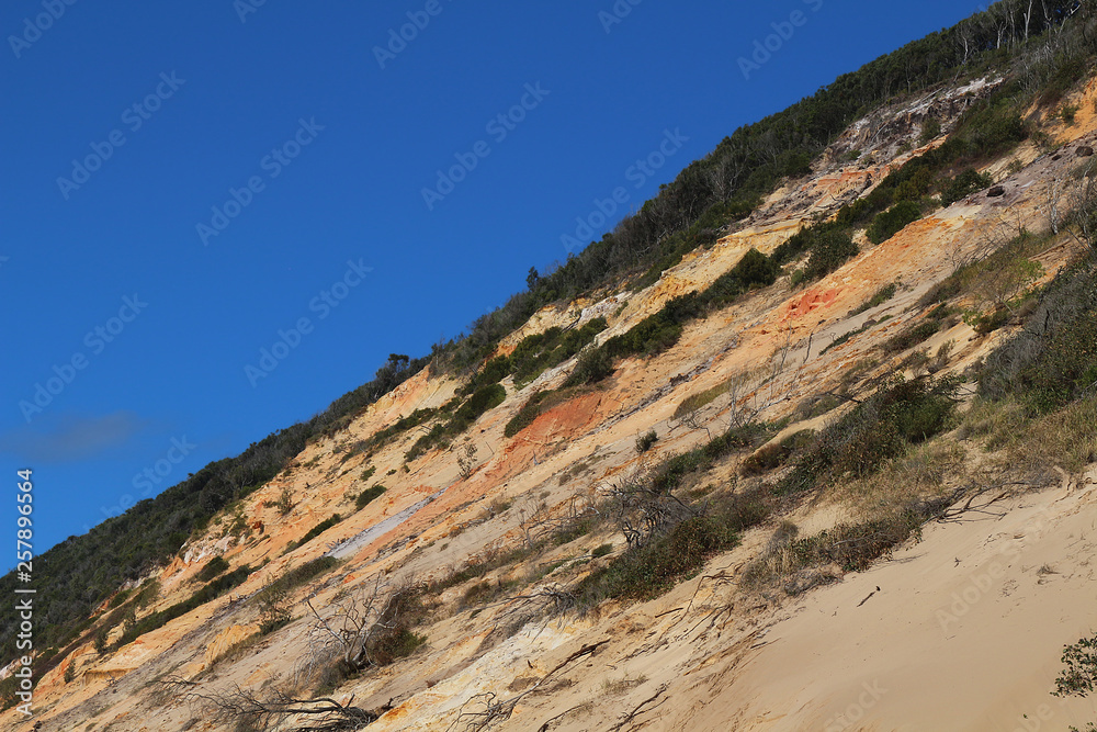 Coloured sand cliffs at Rainbow Beach in Queensland, Australia