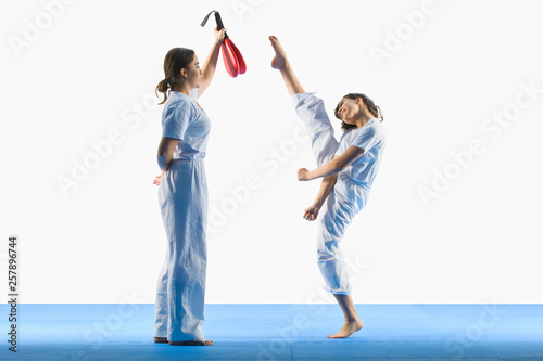 Girl train self-defense