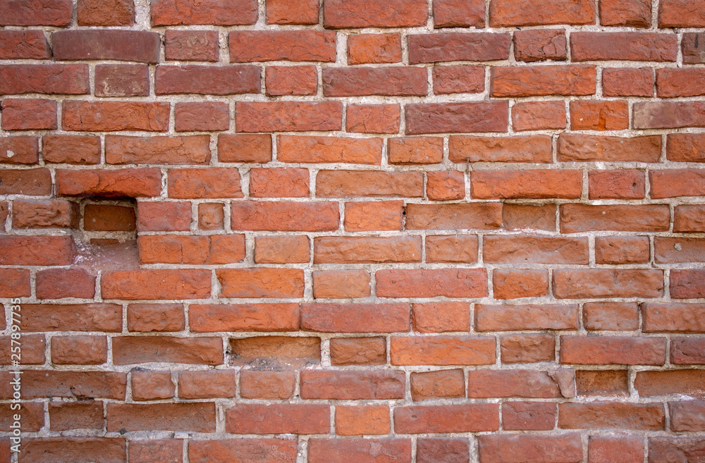 Obraz premium grunge texture red brick wall urban background. abstract old backdrop retro vintage wallpaper