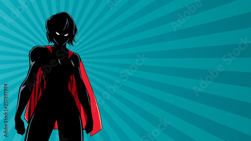 Superheroine Battle Mode Horizontal Silhouette