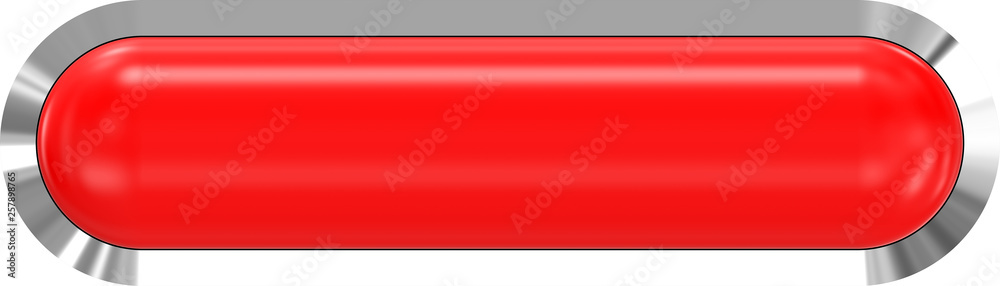 Naklejka premium Web button 3d - red glossy realistic with metal frame, easy to expand