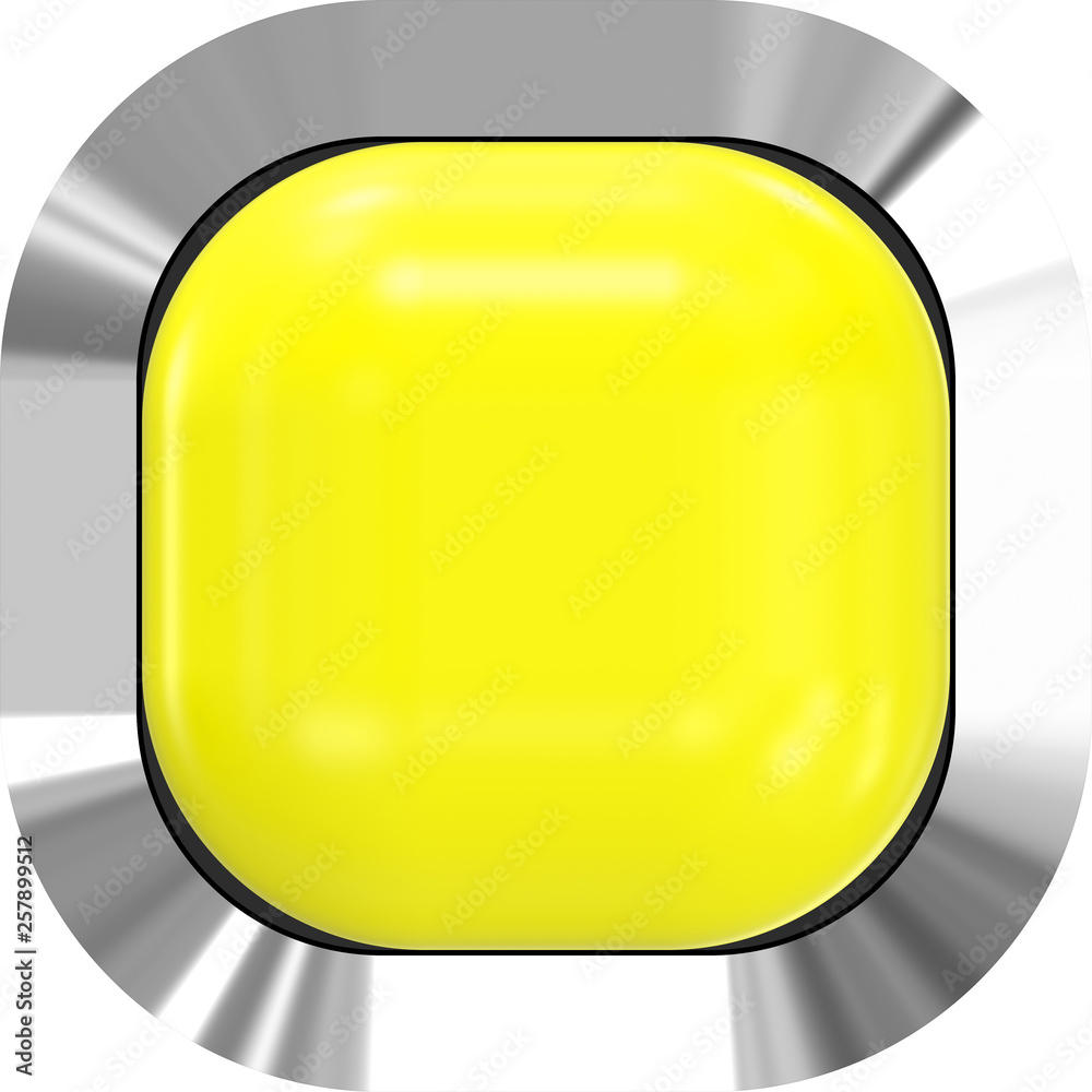 Web button 3d - yellow glossy realistic with metal frame, easy to expand Web button 3d - yellow glossy realistic with metal frame, easy to expand
