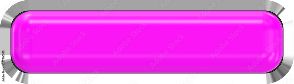 Web button 3d - purple glossy realistic with metal frame, easy to expand