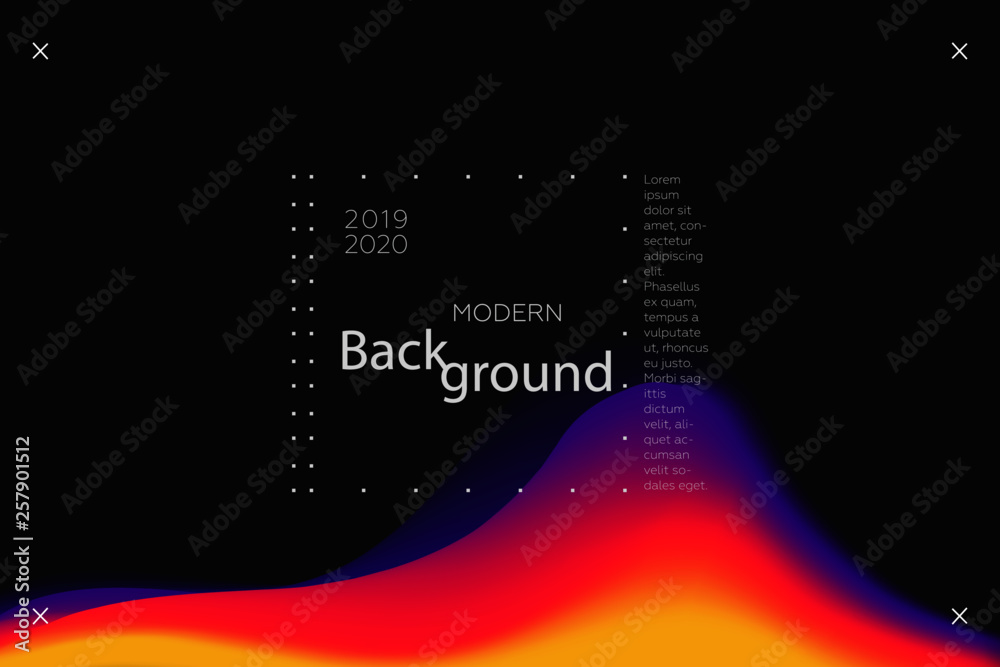 Obraz premium Abstract fluid liquid color background. Modern colorful gradient mesh design. Layout background for poster, cover, banner, presentation backdrop.With copy text space. Vector business cover template.