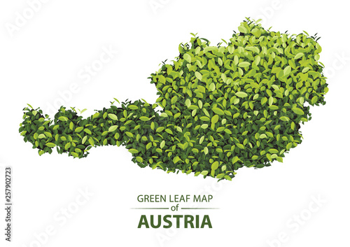 Green leaf map of austria vector illustration of a forest is concept