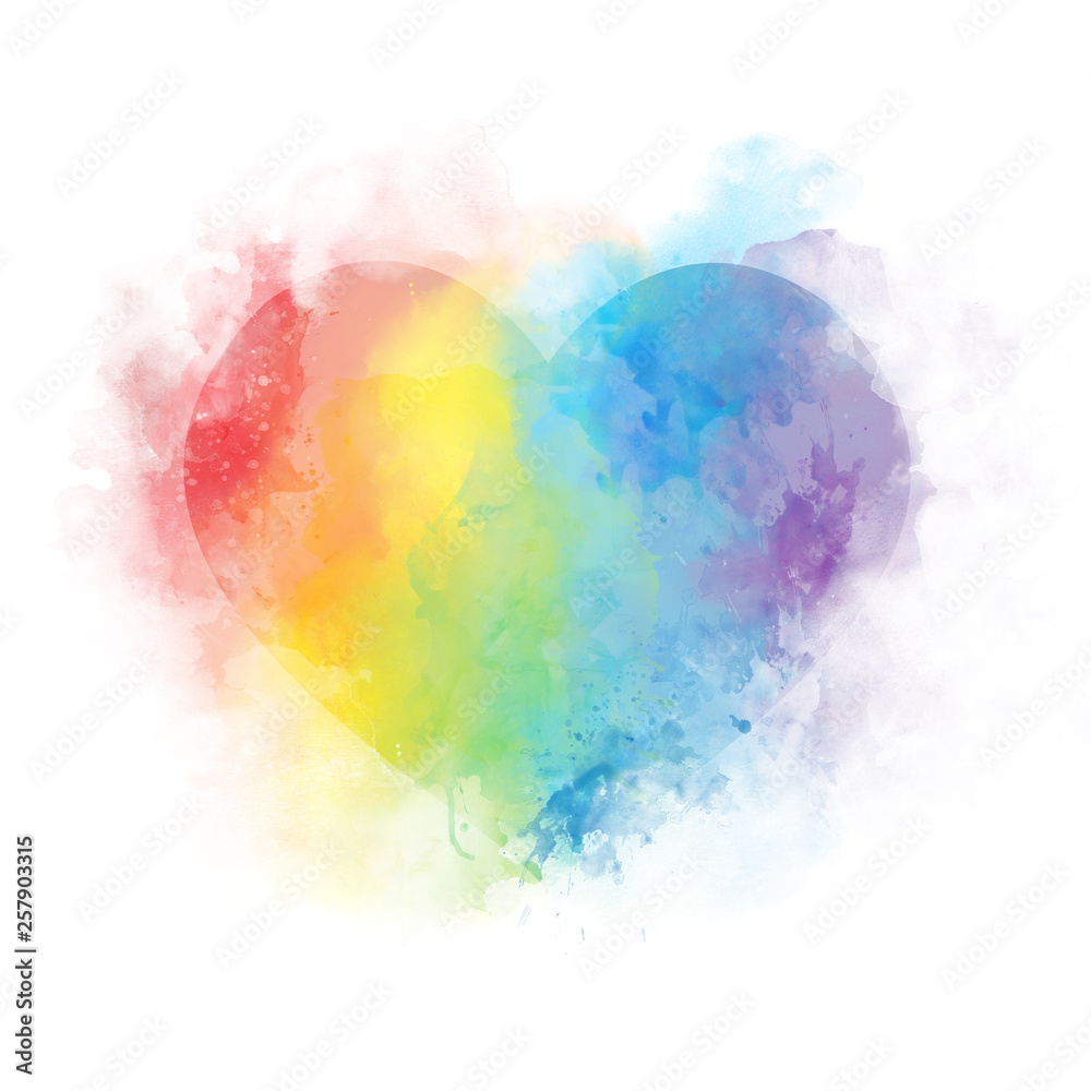 Gentle Watercolor art rainbow heart