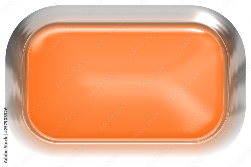 Web button 3d - orange glossy realistic with metal frame, easy to expand Web button 3d - orange glossy realistic with metal frame, easy to expand