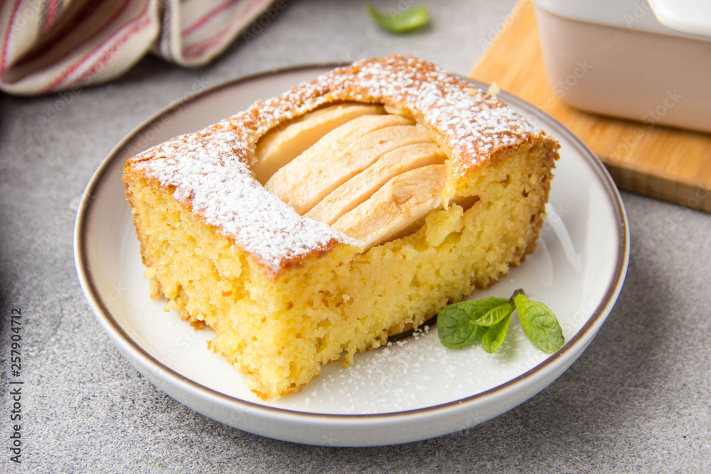 Apple pie (charlotte, casserole), with corn flour and semolina. Healthy food, gluten free, homemade cakes Apple pie (charlotte, casserole), with corn flour and semolina. Healthy food, gluten free, homemade cakes
