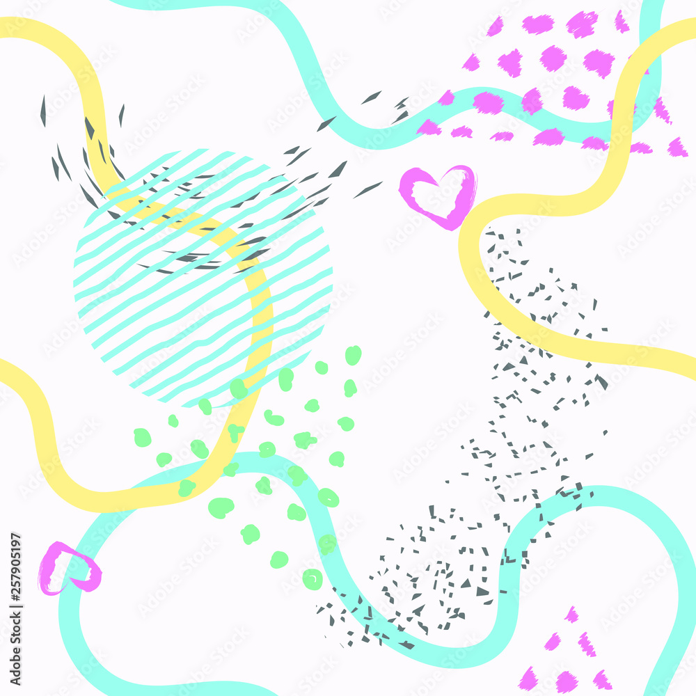 Obraz premium Abstract doodle scribble seamless pattern. Hand drawn artistic brush strokes background. Abstract shapes seamless pattern background