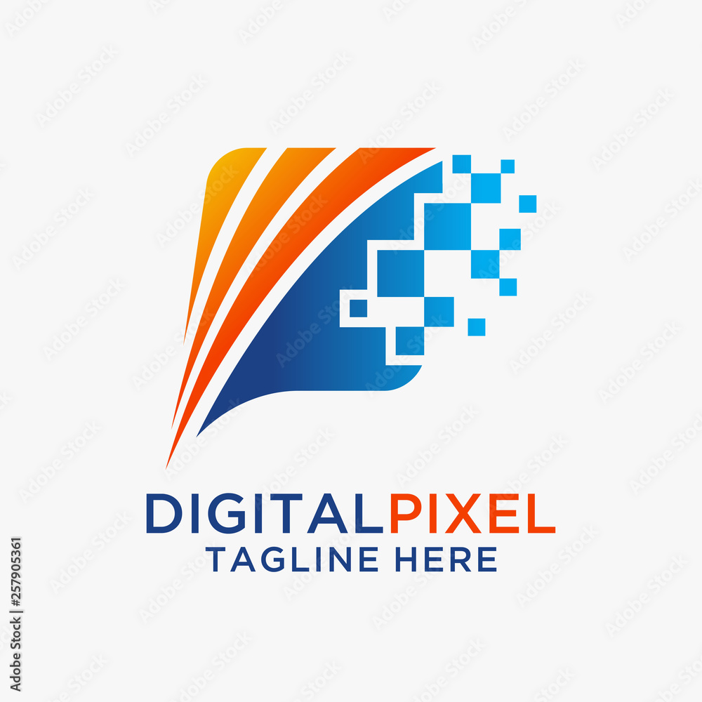 Abstract digital pixel logo design Abstract digital pixel logo design