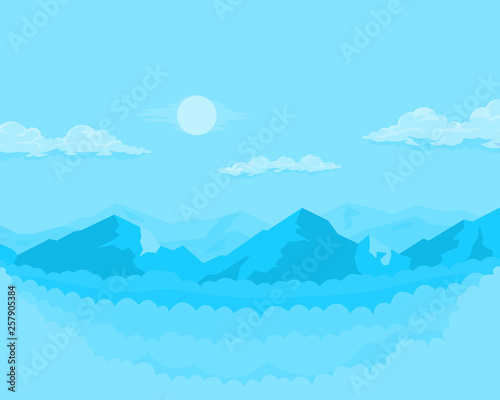 Monochrome landscape with mountains