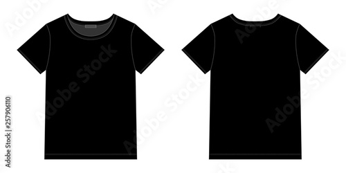 Unisex black t-shirt design template. Front and back vector.