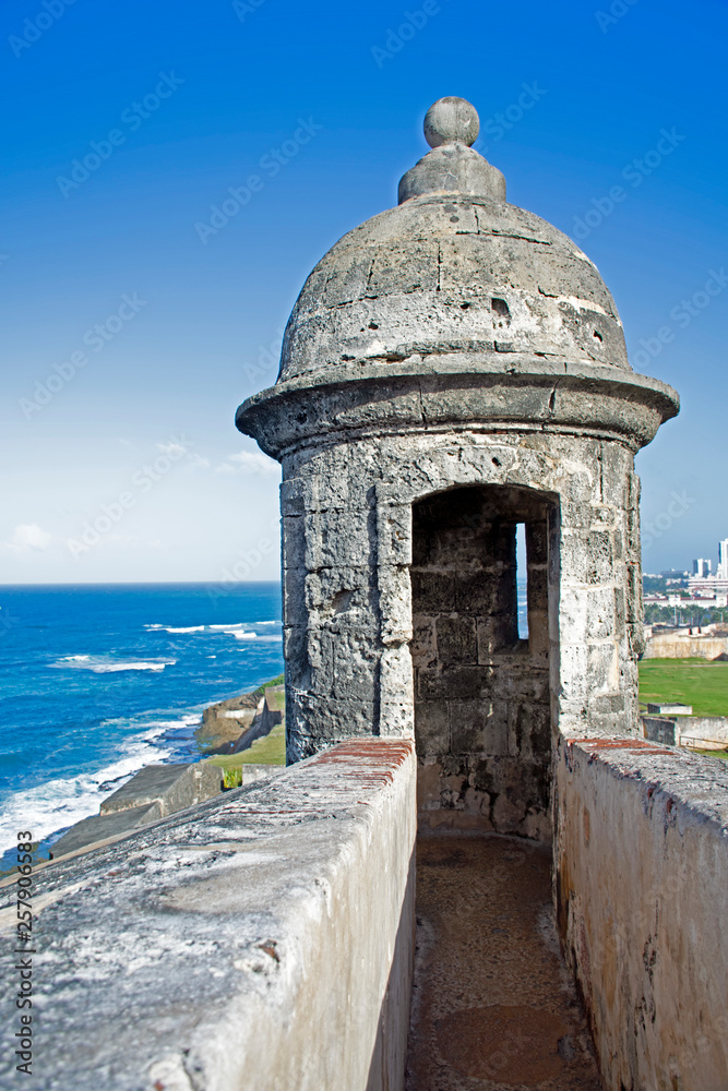 Sentry box in the 16th century fortress of San Cristobal in San Juan, Pueto Rico Sentry box in the 16th century fortress of San Cristobal in San Juan, Pueto Rico