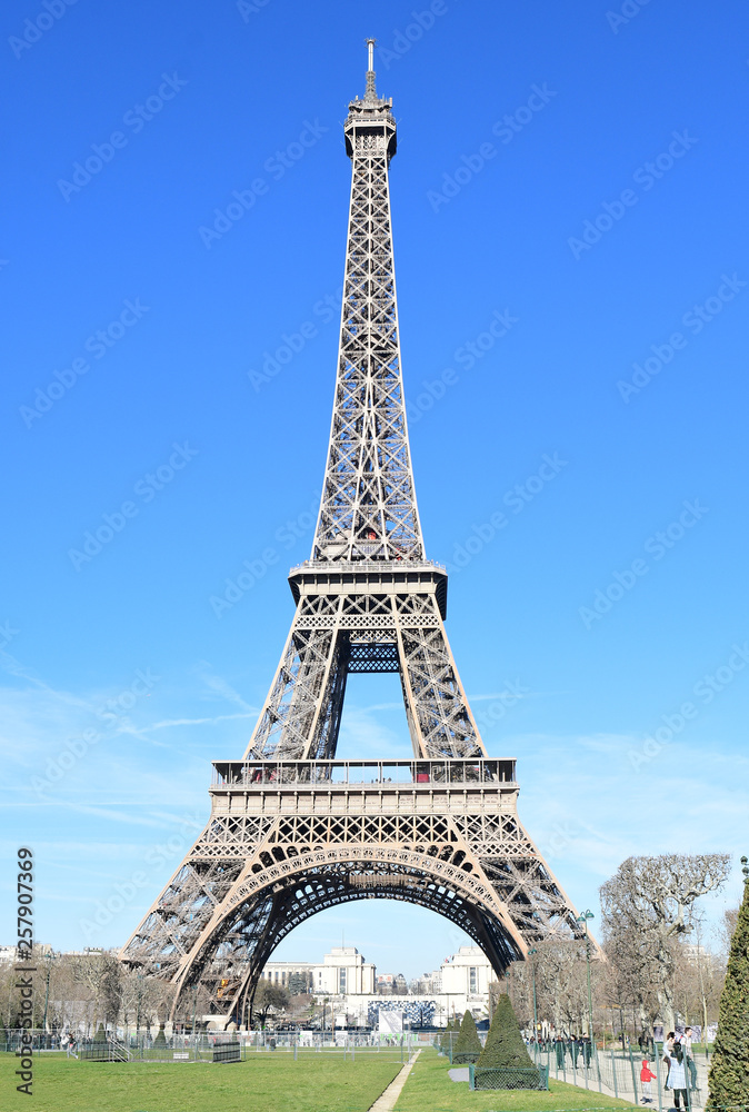 PARIS-FRANCE-FEB 24, 2019: The Eiffel Tower is the one of the  most visited landmark in France