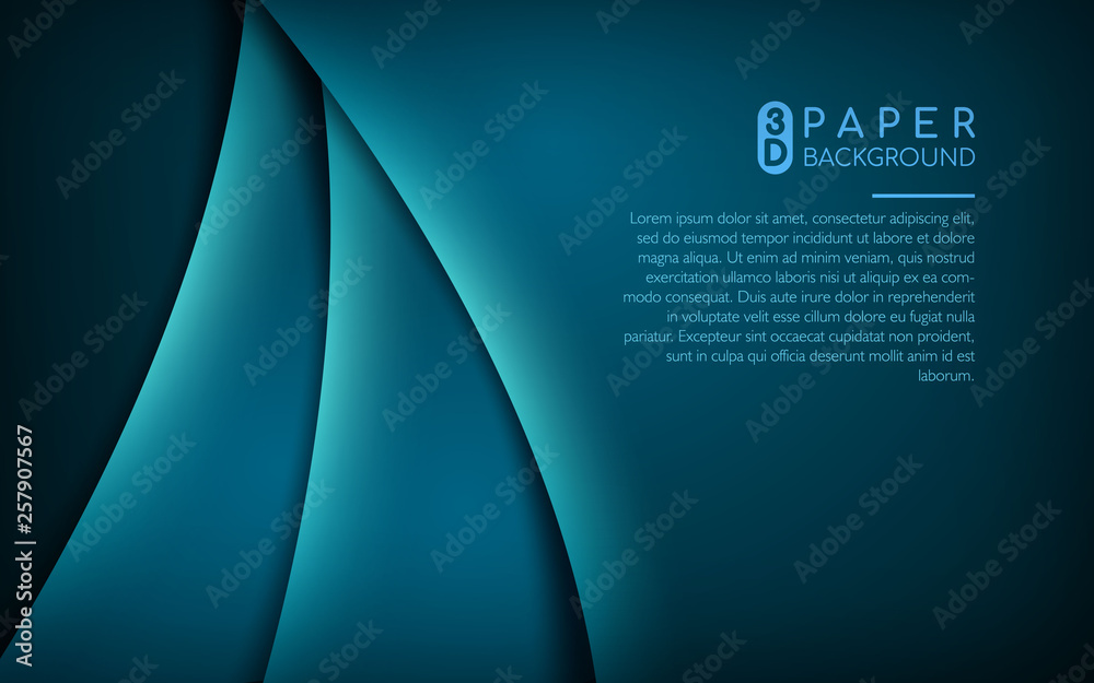 Dark blue 3d paper background. Abstract realistic overlap paper with light glitters decoration with space area for text. Vector illustration.Can use for web and print.