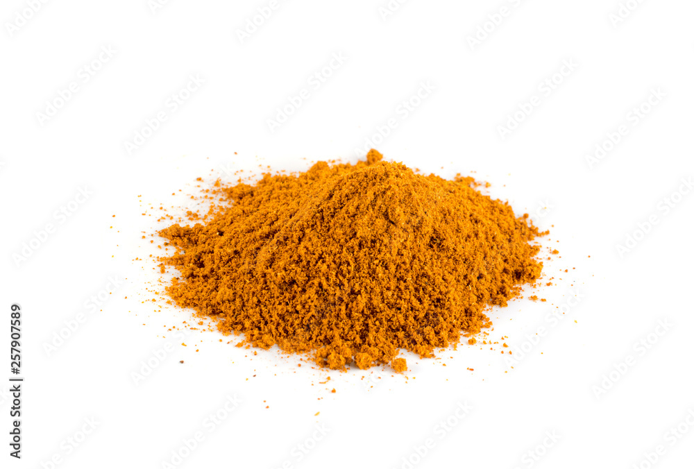 Mixture of Indian Spices and Herbs Powders Isolated Mixture of Indian Spices and Herbs Powders Isolated