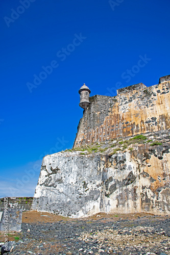 Walls and battlements of the 16th century Spanish fort of El Morro in San Juan  Puerto Rico