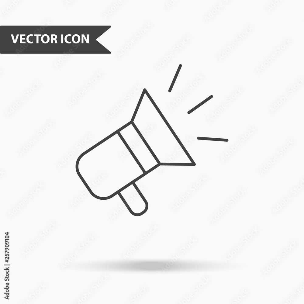 Modern and simple vector illustration of loudspeaker icon. Flat image with thin lines for application, interface, presentation, infographics on isolated background Modern and simple vector illustration of loudspeaker icon. Flat image with thin lines for application, interface, presentation, infographics on isolated background