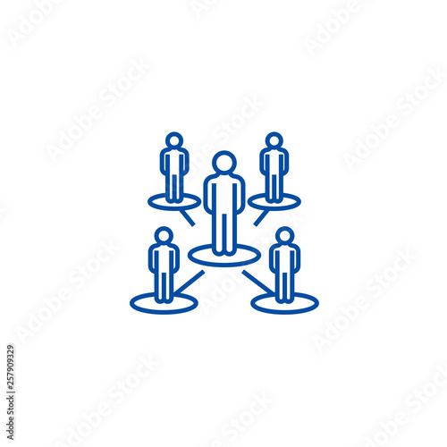 Leadership network,multilevel  line concept icon. Leadership network,multilevel  flat  vector website sign, outline symbol, illustration.