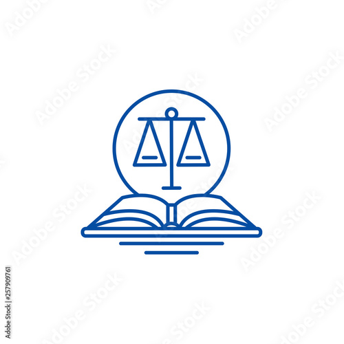 Legal code line concept icon. Legal code flat  vector website sign, outline symbol, illustration.