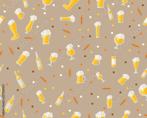 Vector flat seamless texture pattern beer.