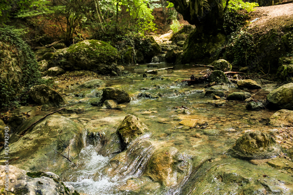 Water stream running over the stones. Water stream running over the stones.