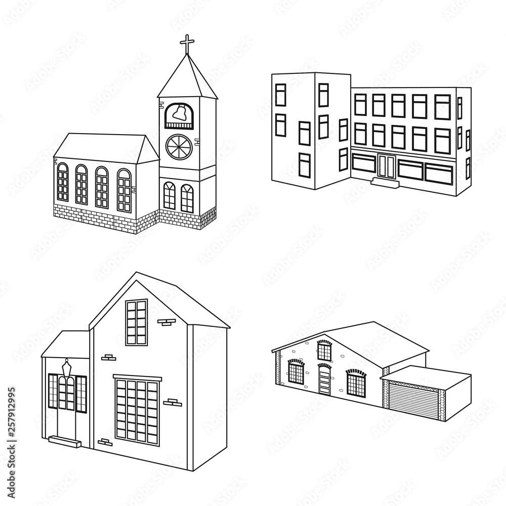 Vector illustration of city and construction sign. Set of city and estate stock vector illustration.