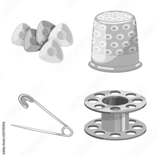 Vector illustration of dressmaking and textile icon. Collection of dressmaking and handcraft stock symbol for web.